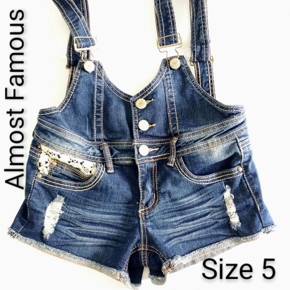 Almost Famous Pants - Almost Famous Bibs Jean Shorts Embellished Size 5